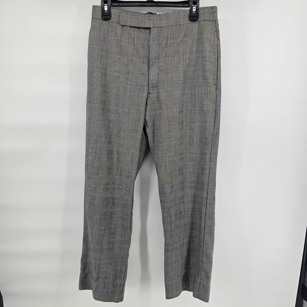 Major Glen Plaid Trousers Mens 31x28 Grey Blue Check Straight Leg Tailored Pants